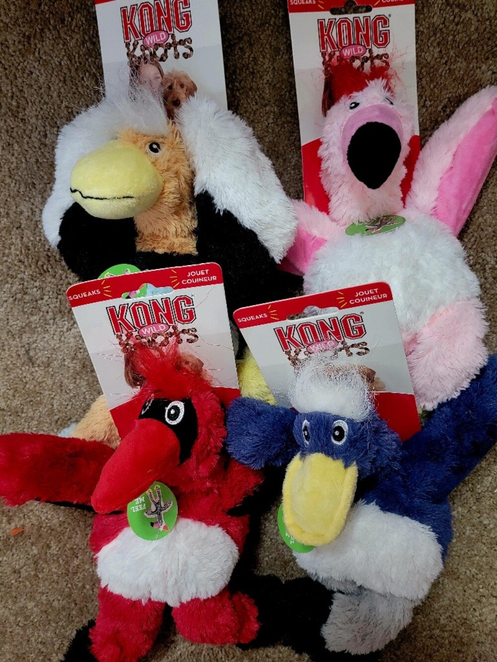 Kong Dog Wild Knots Birds W Squeak And Rope Toy Sz Large Vari. Assortment Ea.
